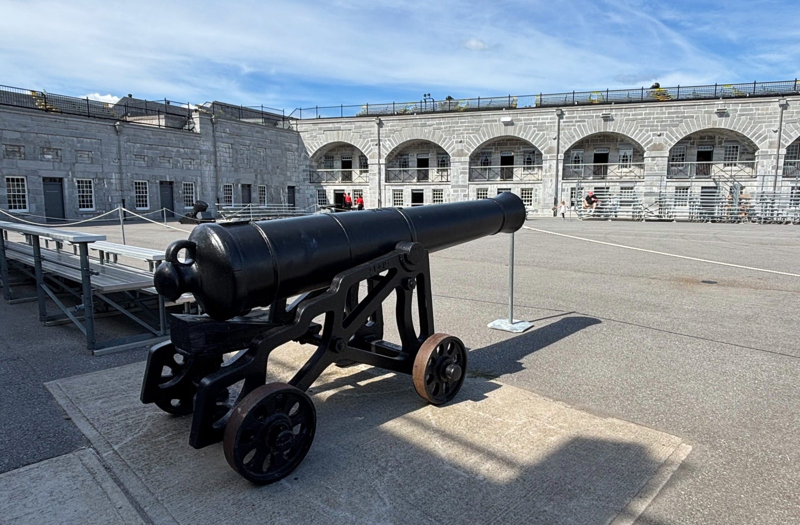 Historic cannon on display in Fort Henry’s parade square.