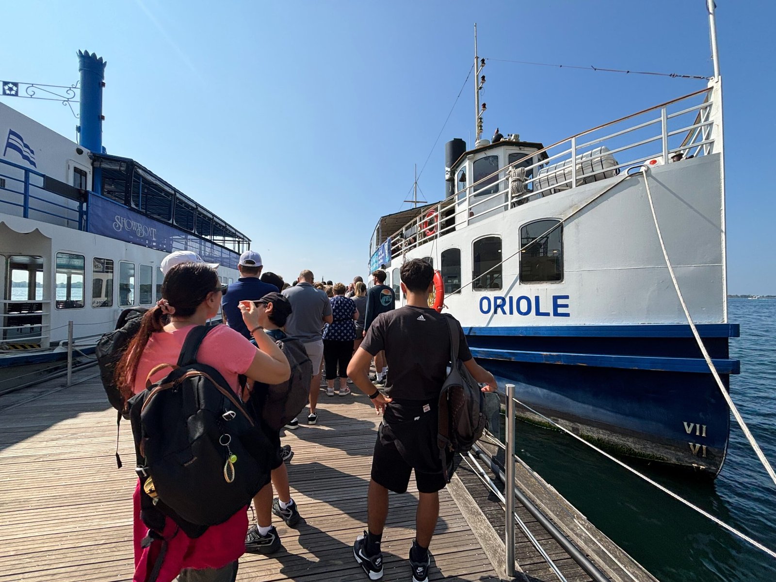 Passengers boarding the Oriole boat for a Toronto City Cruise at Harbourfront.