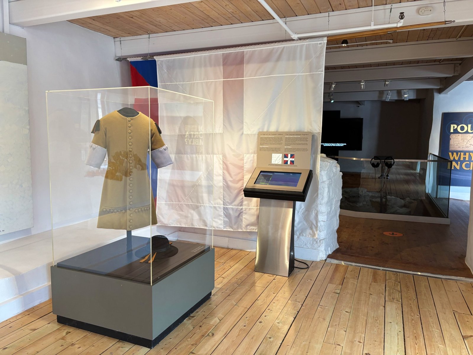 French soldier’s uniform from the 17th century displayed at Fort de Chambly museum in Quebec.